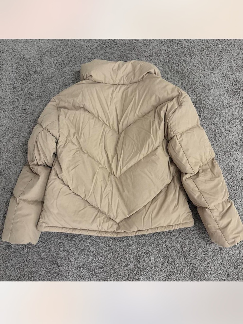 NWT Aritzia Wilfred Oxford Tan Cloud Puff Puffer Jacket size X-Small 700+ fill - Picture 3 of 4